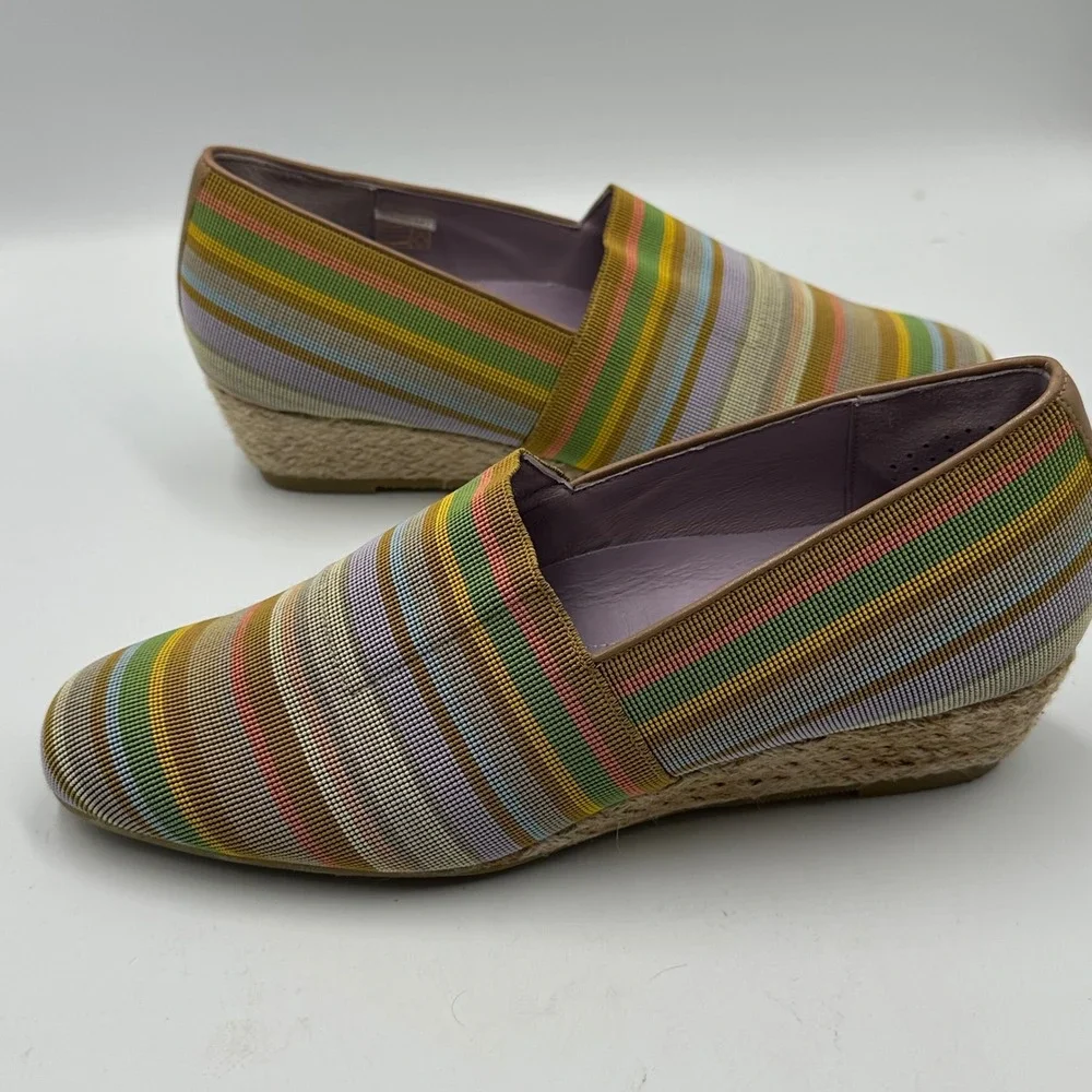 SAS Espadrille Wedge Womens 9N Multicolor Striped Made in Italy Low Heel Slip On